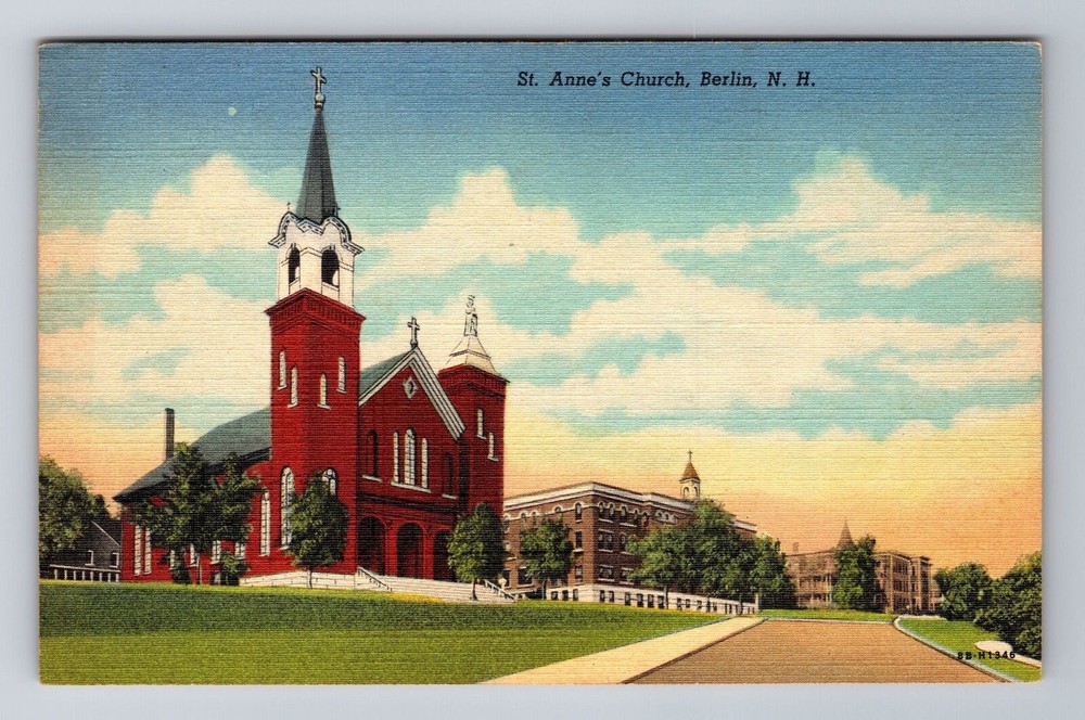 Berlin NH-New Hampshire, St Anne's Church, Religion, Antique Vintage Postcard