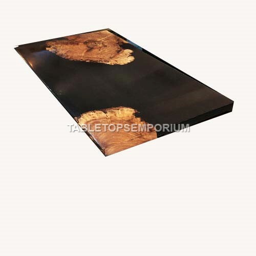 Elegant Black Epoxy Resin River Dining Table Handmade Countertop Desk Furniture