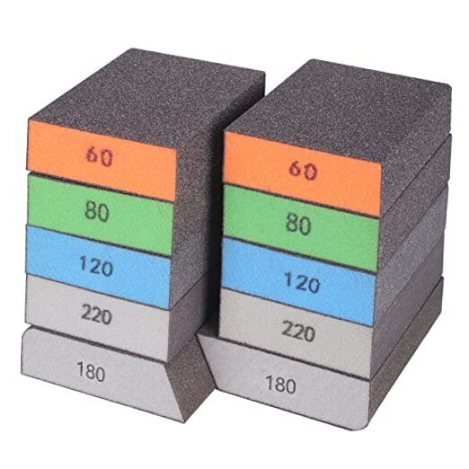 BOSHCRFAT 10-Pack Washable Reusable Sanding Blocks in Assorted Grits