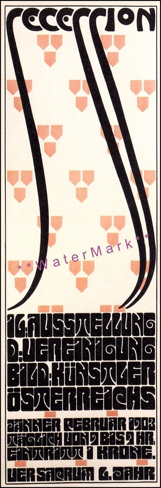 1903 Secession Vienna Jugendstil Art Nouveau Vintage Exhibition Poster Print  