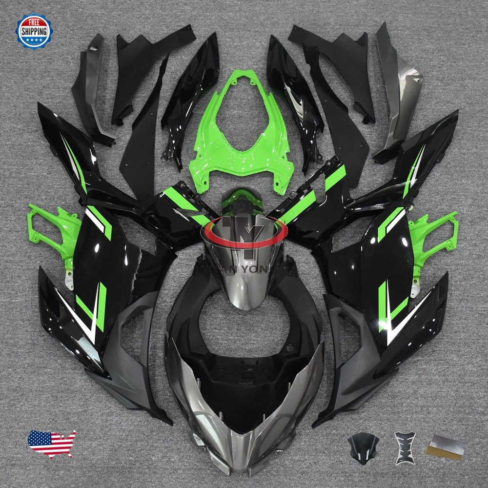 Black Green Fairing Kit For Kawasaki Ninja 400 2018-2023 EX400 ABS Bodywork Set