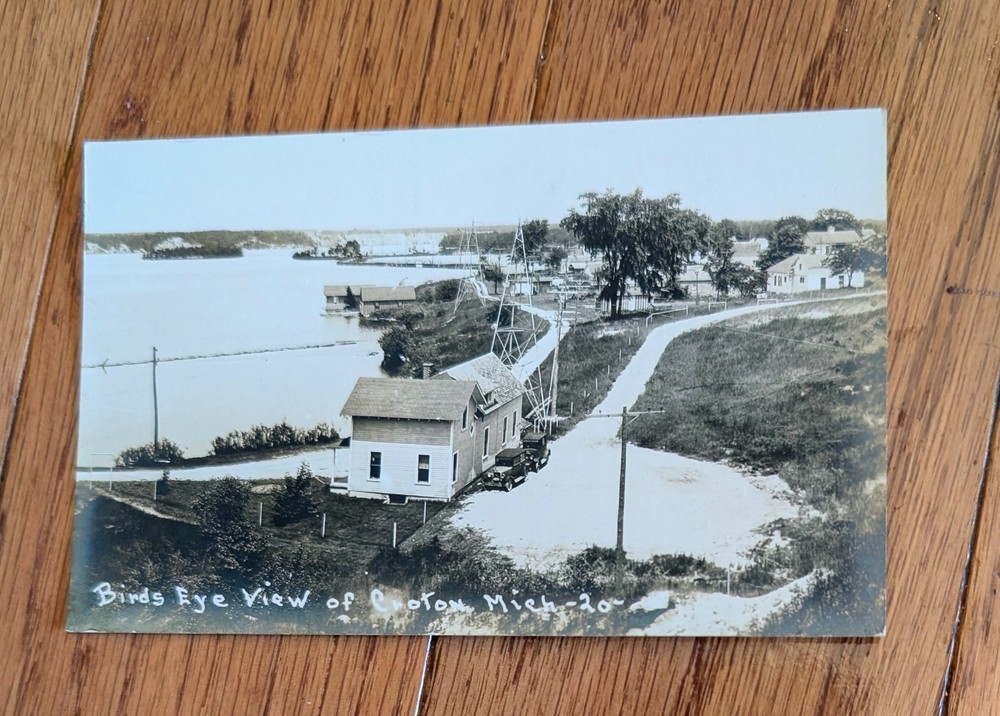 RPPC Birds Eye View Croton Michigan Postcard
