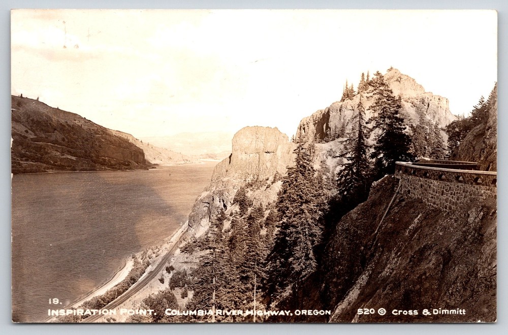 Real Photo Postcard~Oregon~Inspiration Point View On The Columbia River Hwy~RPPC