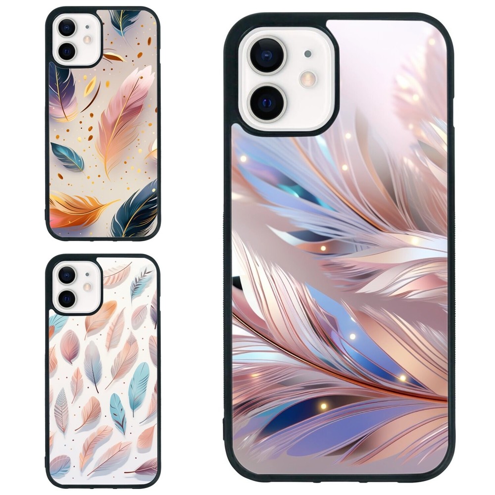 Boho Floral Feathers Dreamy Aluminum Case for iPhone XS XR 6 7 8 Plus SE 2nd 3rd Gen