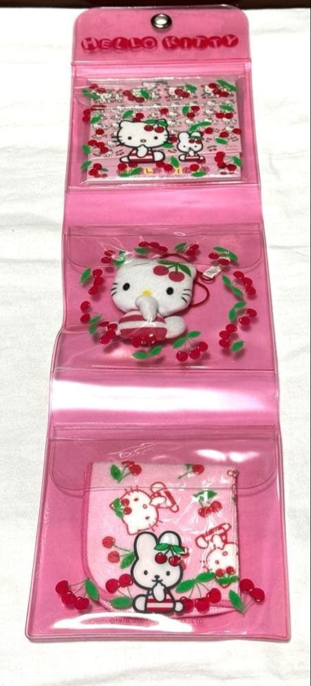 Hello Kitty Cherry Wall Pocket Mascot Set 2001 Vintage Sanrio Rare Japan Kawaii
