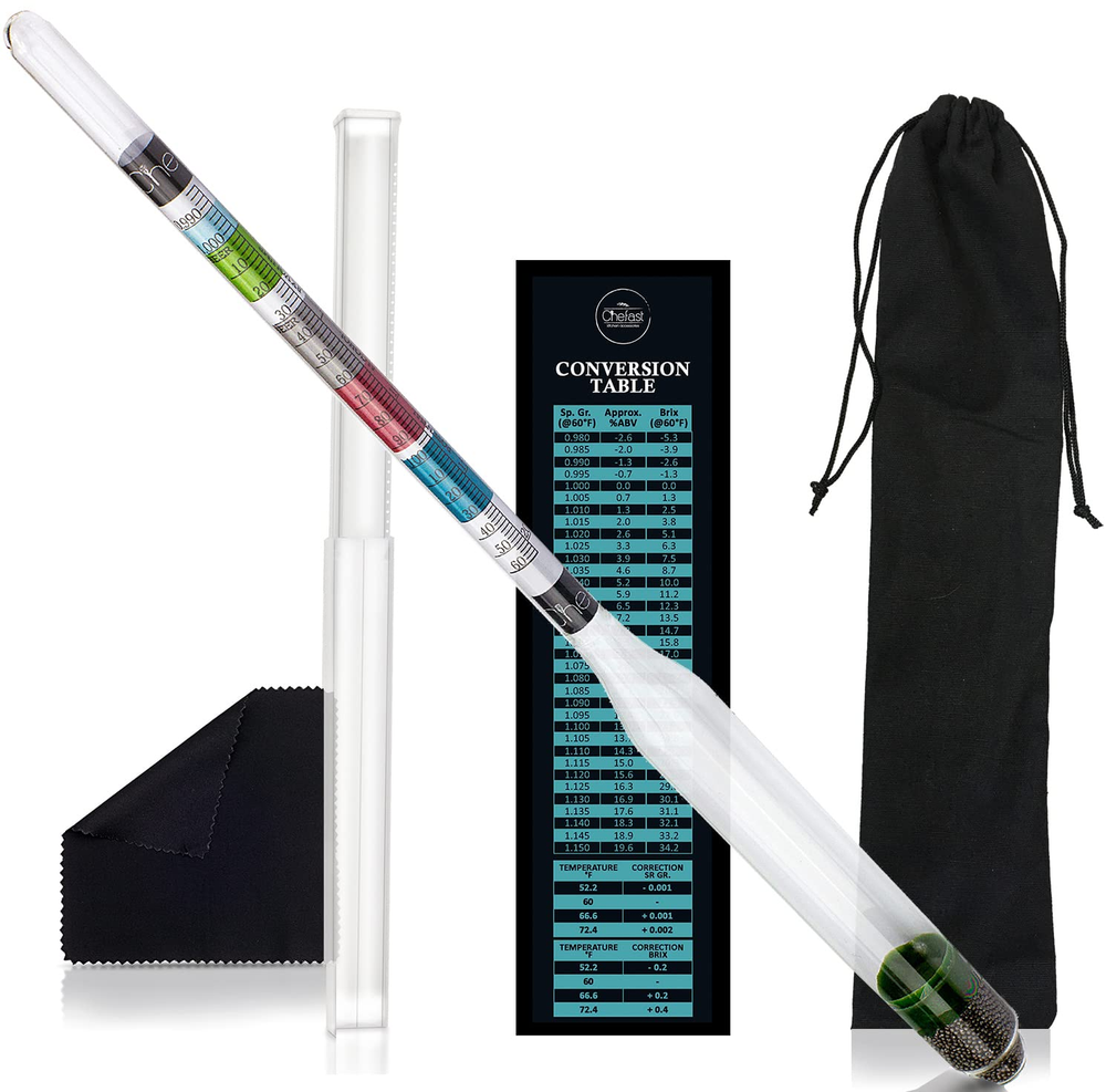 Triple-Scale Hydrometer and Test Jar for Wine Beer Mead Brew Making Combo Set