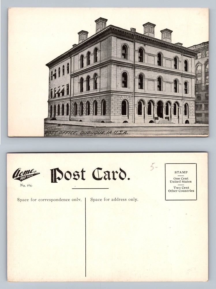 Dubuque, IA-Iowa, Post Office Building Vintage Postcard