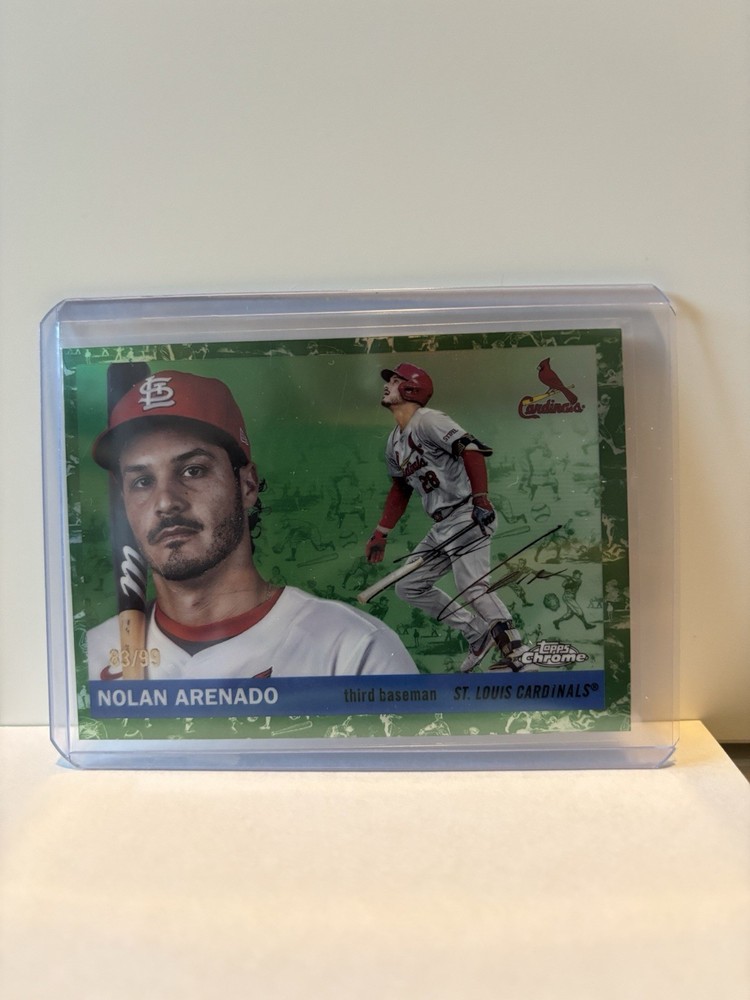 2025 Topps Chrome Platinum #147 Nolan Arenado, Platinum Toile White/Green /99