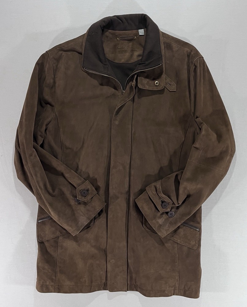 Daniel Cremieux Signature Collection Brown Leather Jacket Mens Large Full Zip
