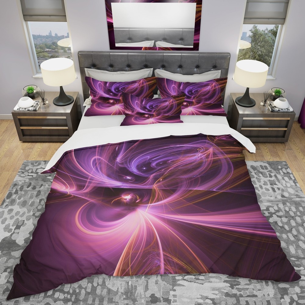 Designart 'Arte de luz fractal púrpura en la oscuridad' moderno y