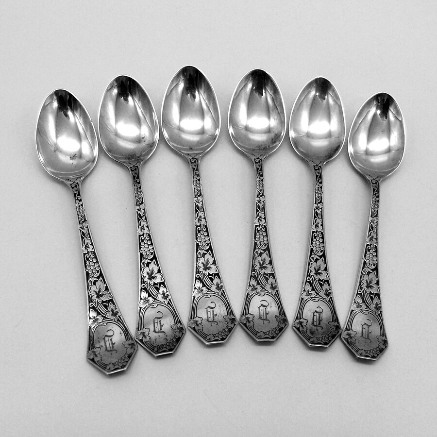 Acid Etched Grape 6-Piece Sterling Silver Demitasse Spoon Set Monogrammed-image
