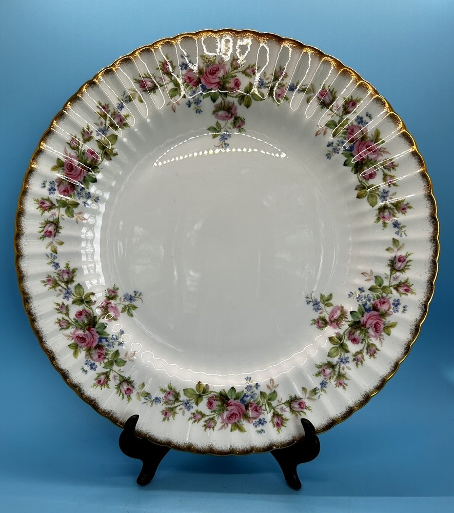 Vintage Paragon Moss Rose Bone China Dinner Replacement Plate Gold Trim England