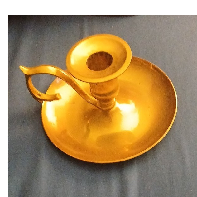 Polished Brass Round Candle Holder with Handle for Taper Candle