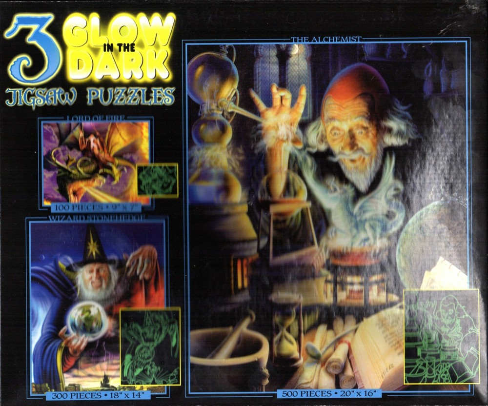 Glow in the Dark 3 Pack: 100 Piece Lord of Fire, 300 Piece Wizard Stonehenge, 50