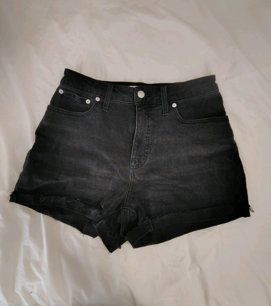 Madewell Women's High Rise Denim Shorts, Size 29, Black Cut-Off