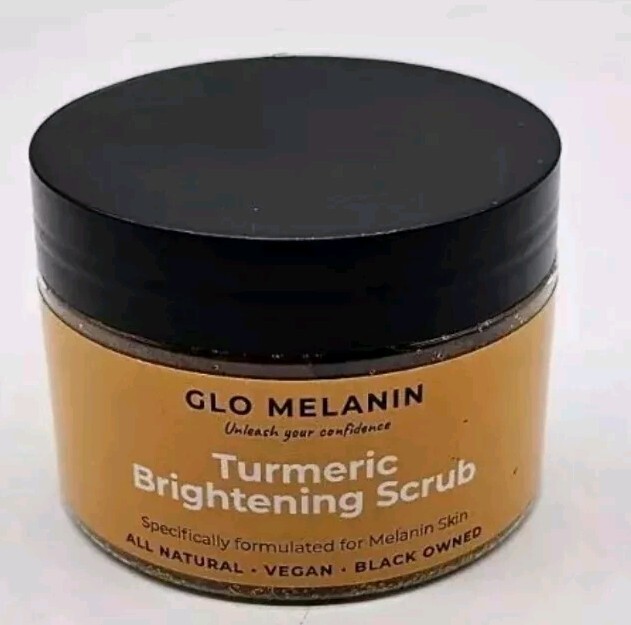 GLO MELANIN Turmeric Brightening Scrub 4 Skin Dark Spots Natural Exfoliator 5/26