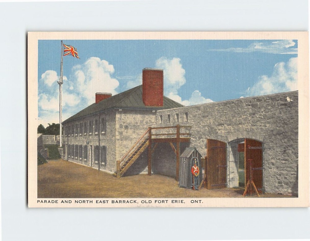 Postcard Parade and North East Barrack at Old Fort Erie in Ontario Canada