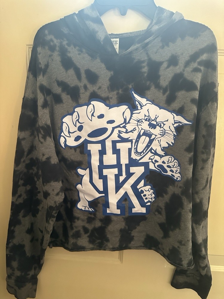 PINK Victoria's Secret Kentucky Wildcats Hoodie Tie Dye Black Gray Pullover XS