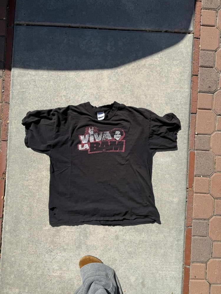 Viva La Bam Graphic T-Shirt Size Large M&O Knits Bam Margera Y2K VTG