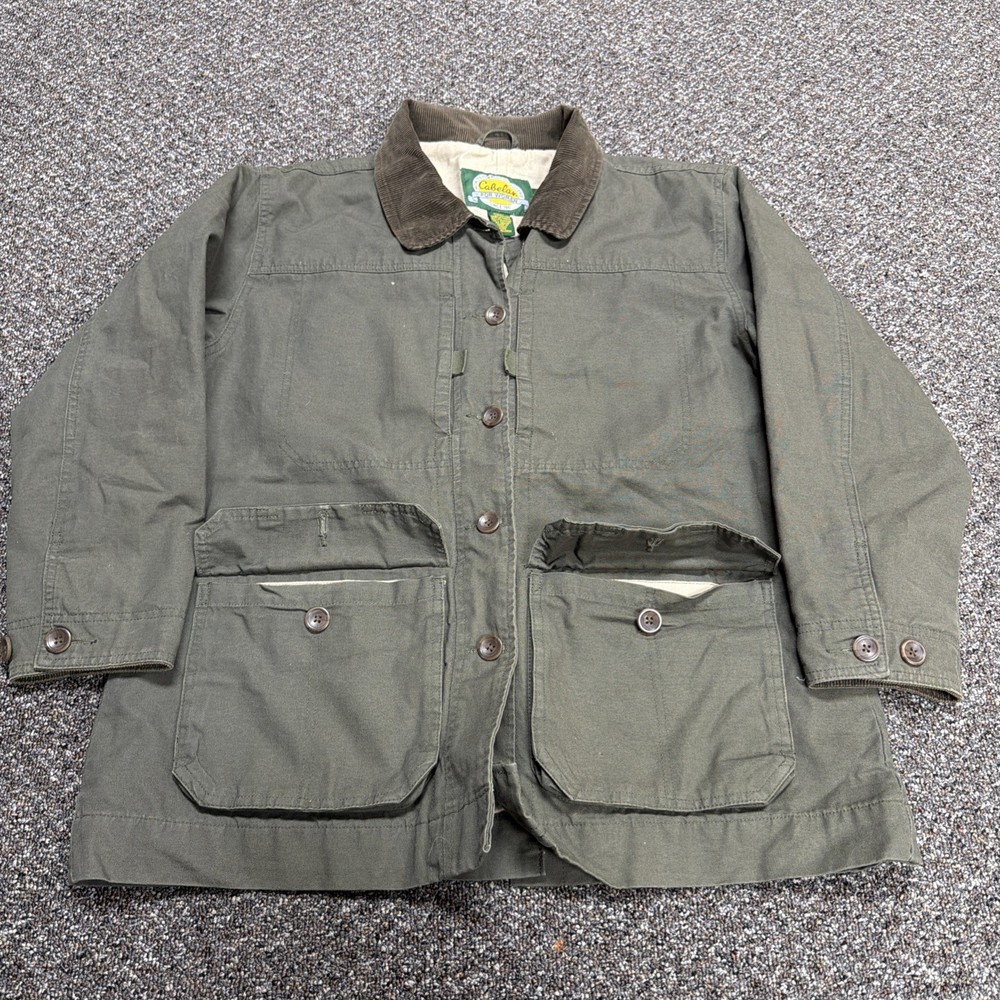 Vintage 1990s Cabelas Barn Chore Jacket Rare Green Canvas Button Down Size Xl