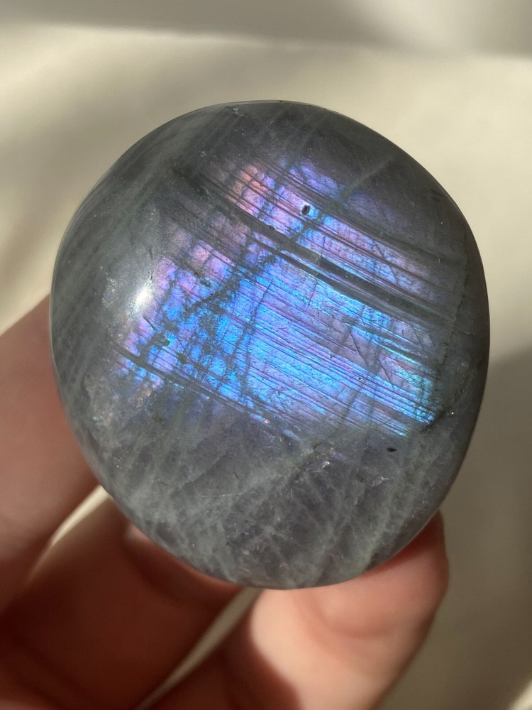 51g Natural Flashy Purple Labradorite Palm Crystal Quartz Healing Reiki