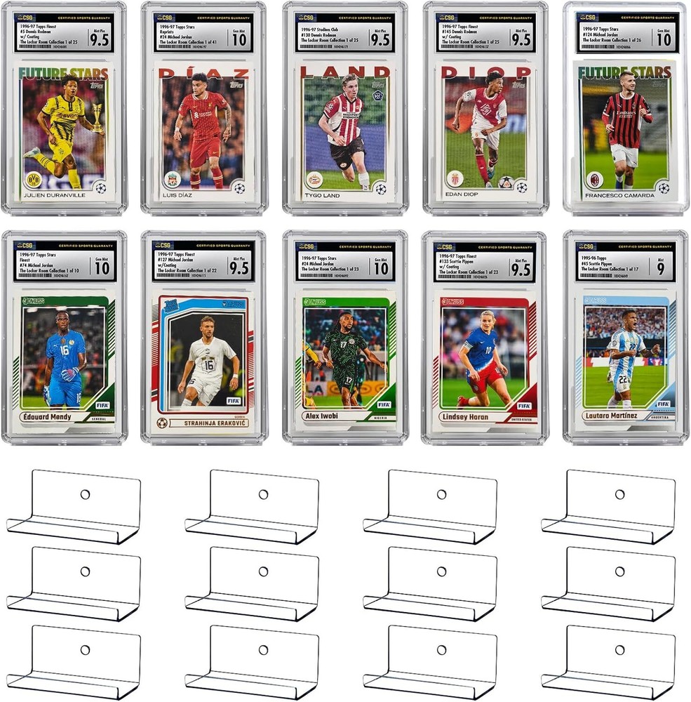 12 Pack Clear Acrylic Wall Shelf for Graded Sports Card Display
