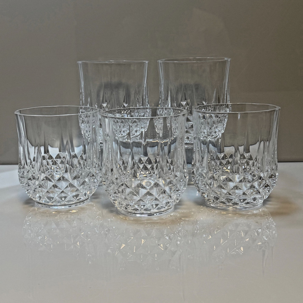 Set of 5 Cristal D'arques Durand Longchamp Double Old Fashioned Glasses - EUC