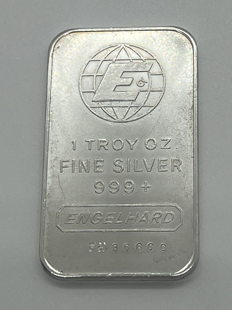 Engelhard 1 oz Silver Bar .999 Fine Vintage Globe Logo
