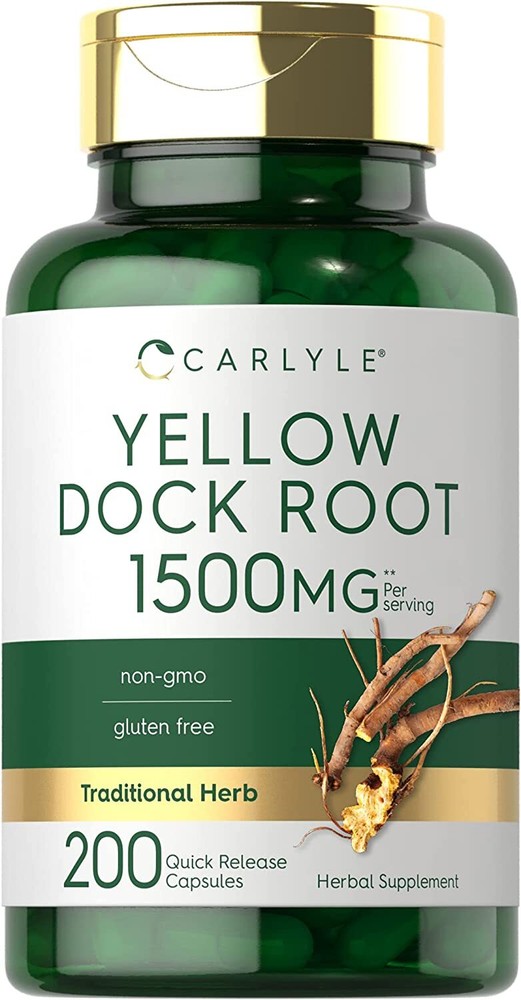 Yellow Dock Root | 1500mg | 200 Capsules | Non-GMO, Gluten Free | by Carlyle