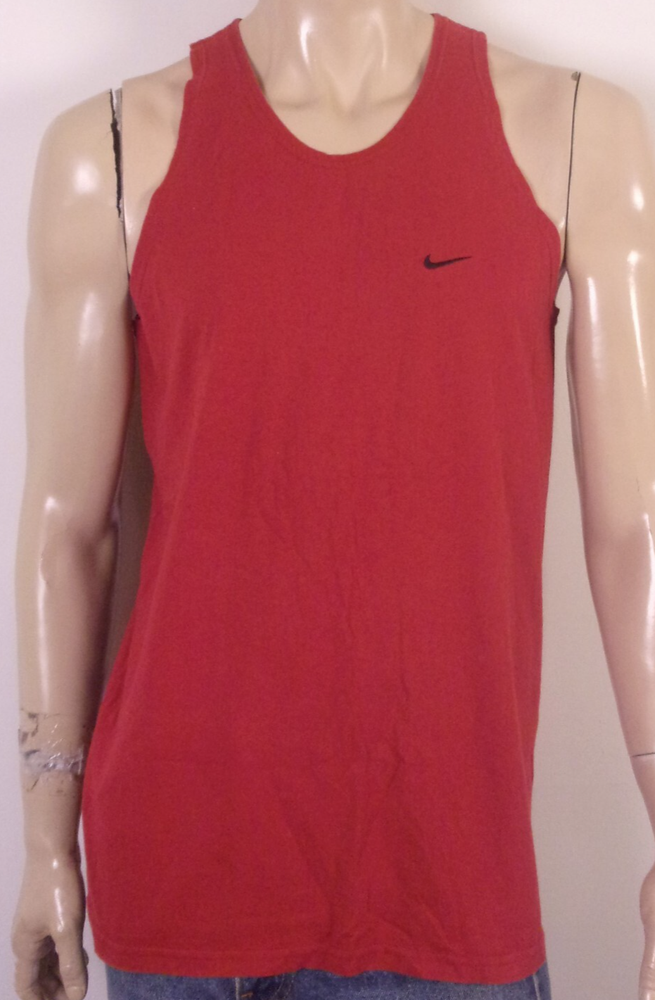 vintage 00s Y2K Nike Red Tank Top T-Shirt Classic Tiny Swoosh SZ M