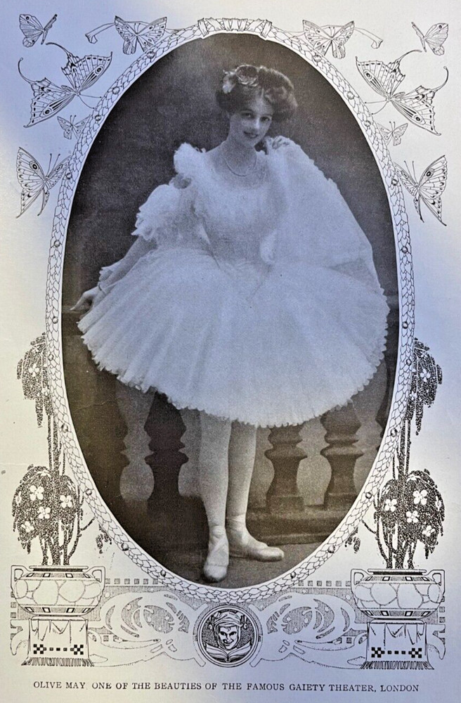 1907 Vintage Magazine Illustration Actress Olive May