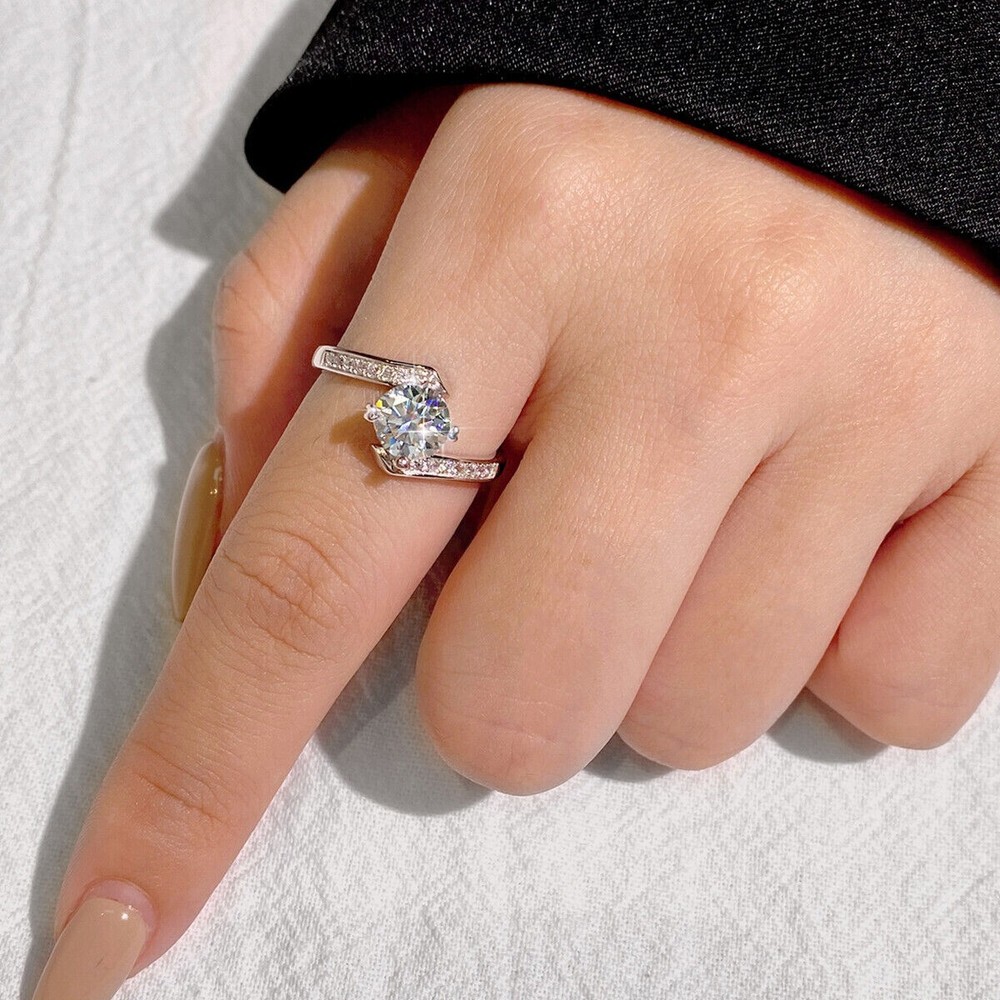 14k White Gold Plated 2.20Ct Round Cut Simulated Diamond Delicate Promise Ring