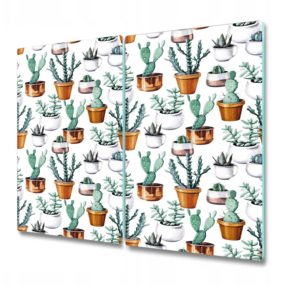 Glass Kitchen Chopping Cutting Board Cacti Pots Watercolour Floral Plants
