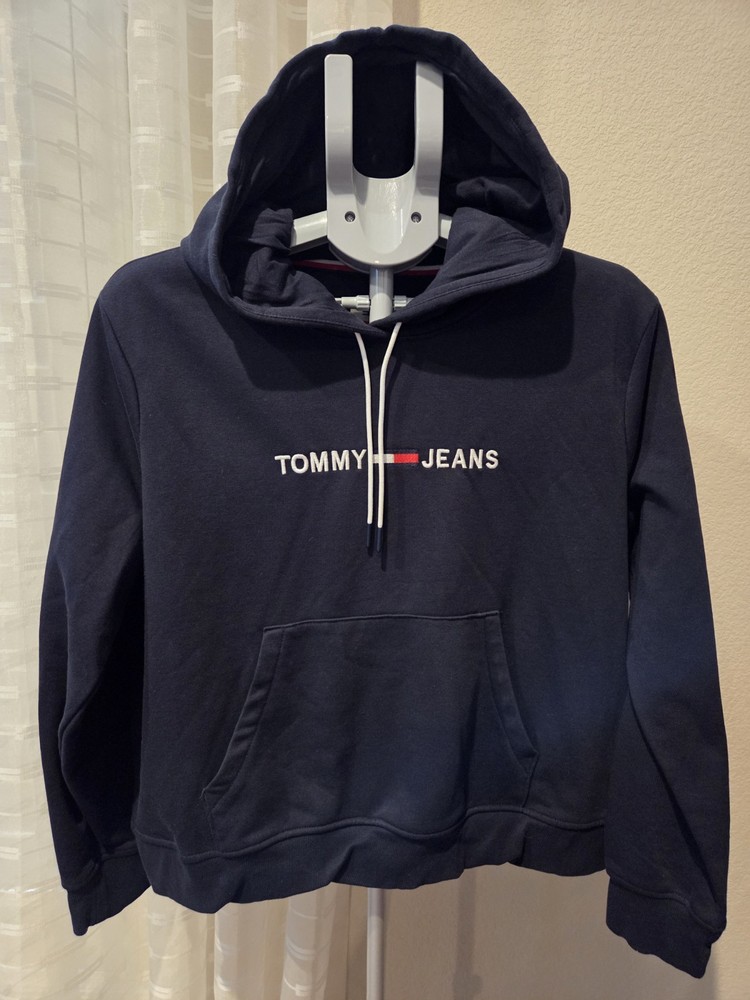 Tommy Hilfiger Hoodie Women’s Large Embroidered Logo Sweatshirt Pullover Pouch