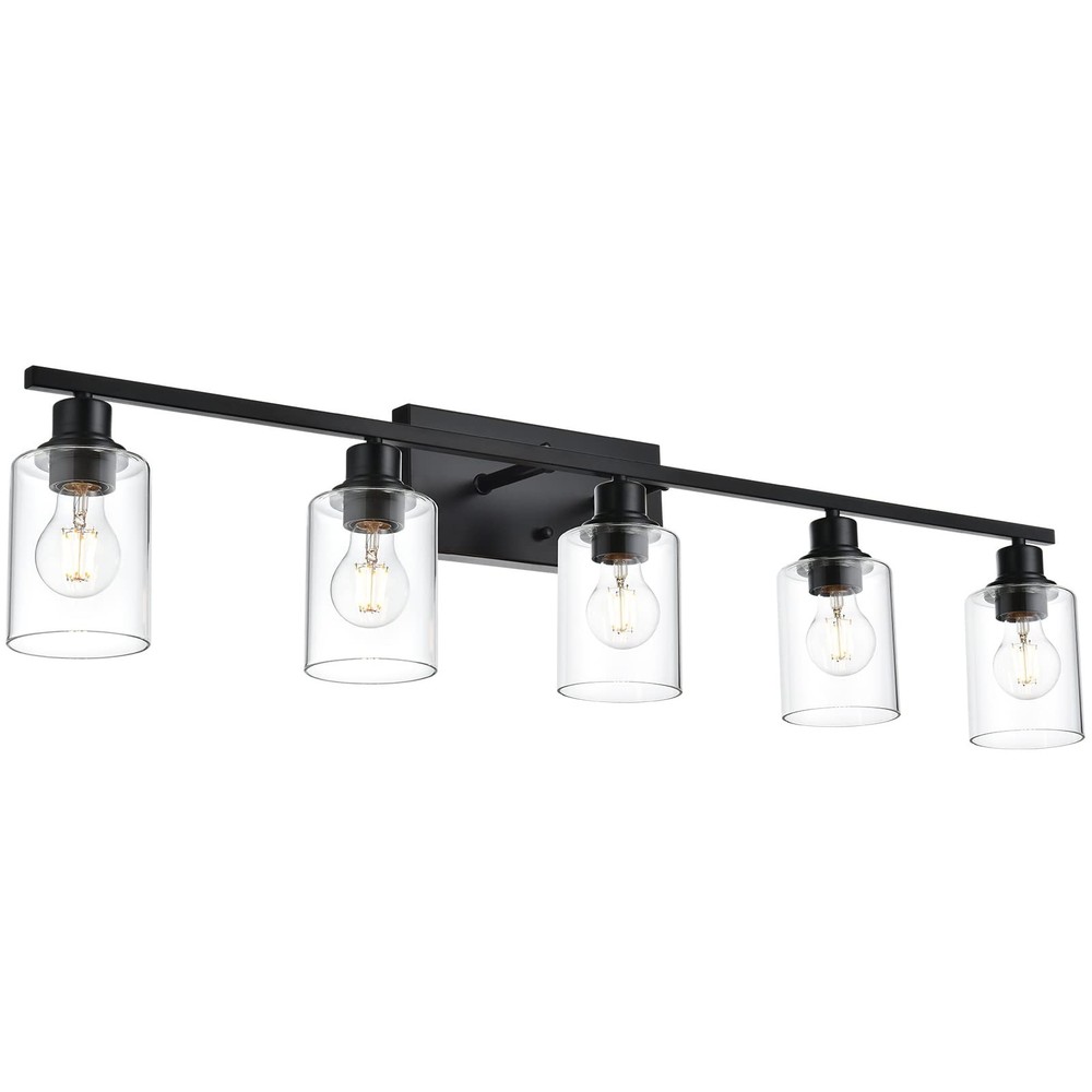 Bathroom Lighting Fixtures Over Mirror Matte Black,5-Lights Farmhouse Vanity ...