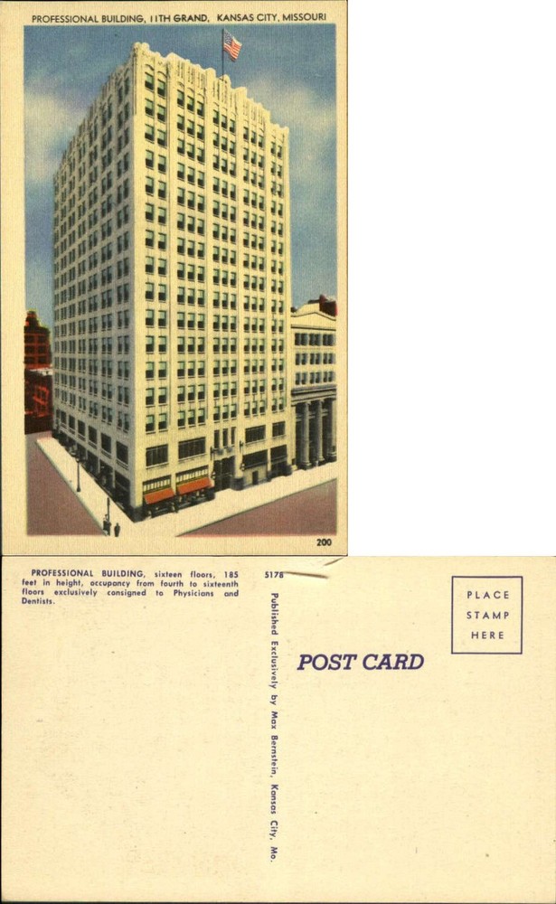 Professional Building 11th Grand Kansas City MO linen 1940s physicians dentists