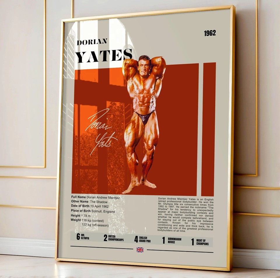 Dorian Yates Gym Poster, Bodybuilding Champion Motivational Sport Wall Art Decor