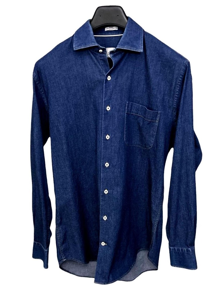 PETER MILLAR Mens (M) Blue Denim Casual/Dress Button-Down Shirt - Cotton+Stretch