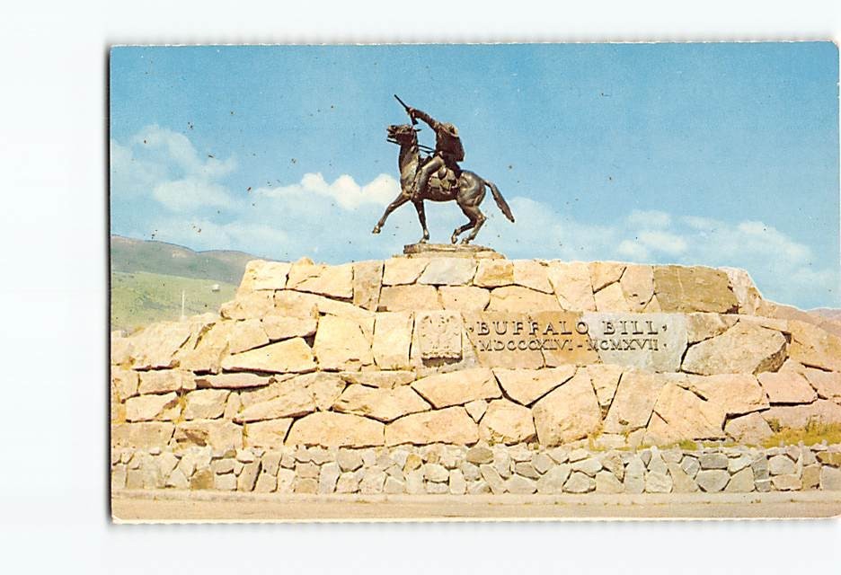 Postcard Buffalo Bill Statue Cody Wyoming USA