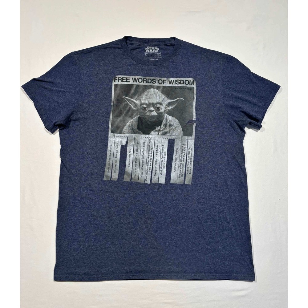 Star Wars Yoda Free Words of Wisdom Graphic T-Shirt Navy Blue Mens Large