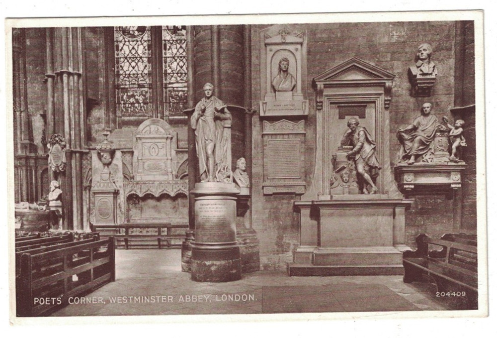 Antique Poets Corner Westminster Abbey London England Postcard