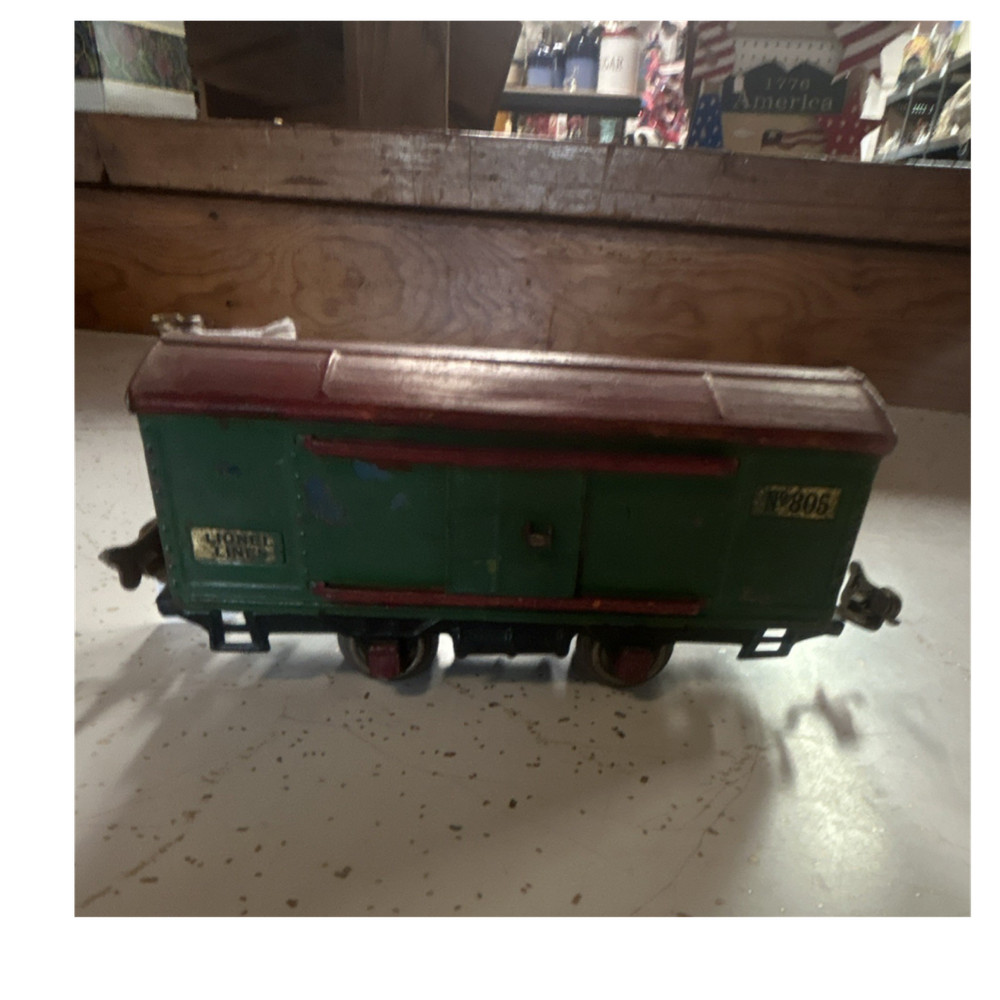 Lionel O Gauge Lionel Lines 805 Box Car Sliding Doors Green Red Tin