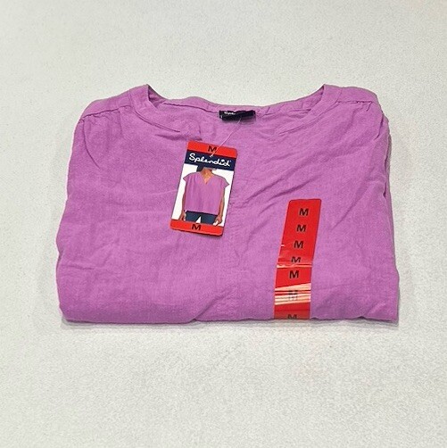 Splendid Women's Split Neck Cap Sleeve Blouse, Purple, Size M