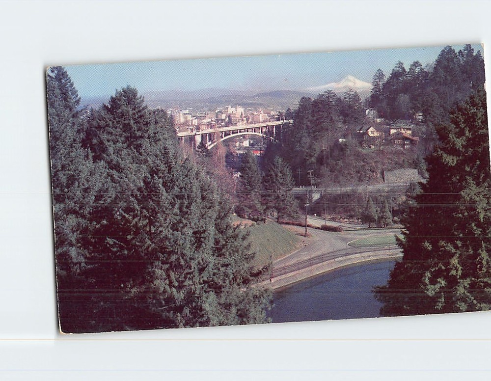 Postcard Portland And Its Guardian Mt. Hood from Washington Park Portland OR USA