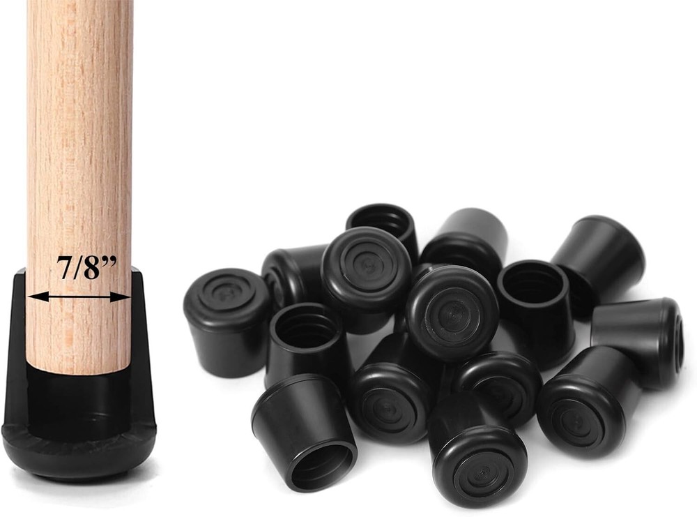 Non-Slip Floor Protectors for Furniture Legs - 64 Heavy-Duty Rubber Caps, Black