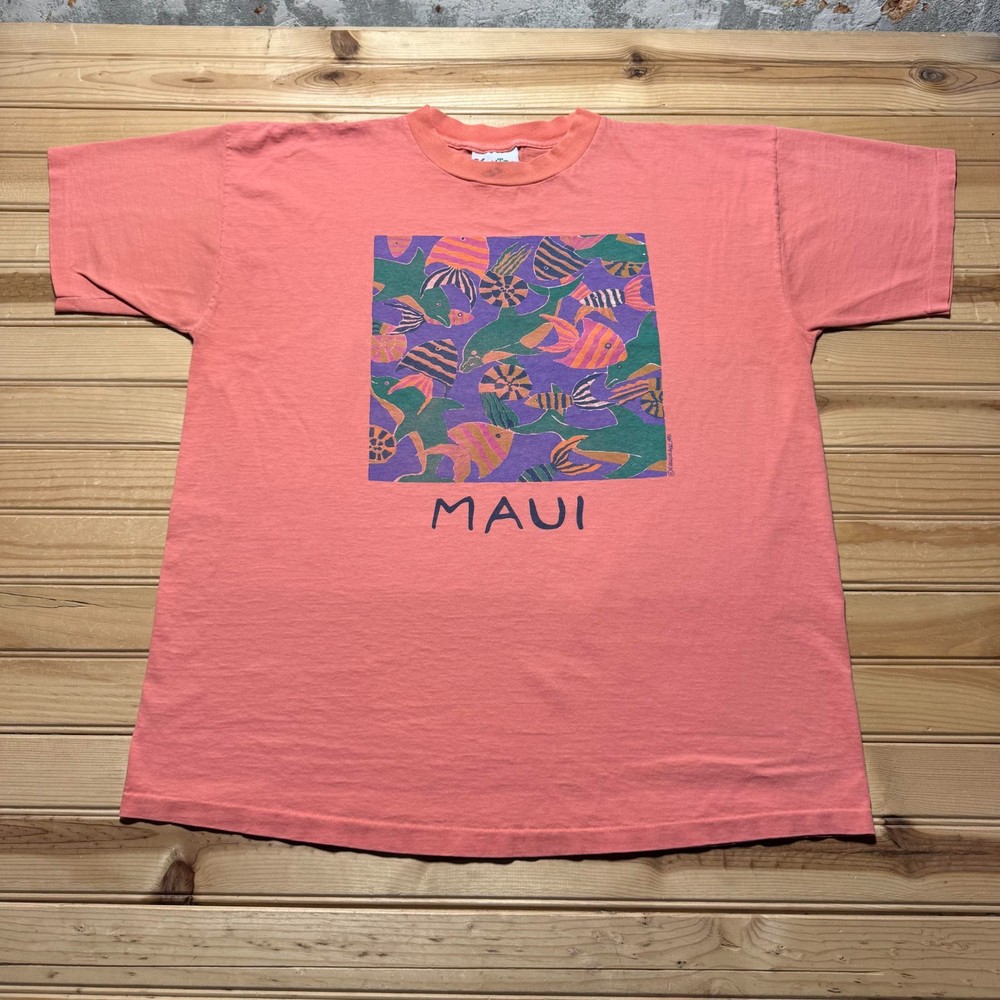 Vintage 1992 Maui Hawaii Marine Life Beach Ocean Tropical Souvenir T-Shirt - XL