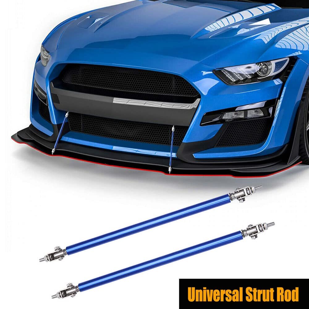 Adjustable Blue Front Bumper Lip Splitter Spoiler Support Bar 10cm Strut
