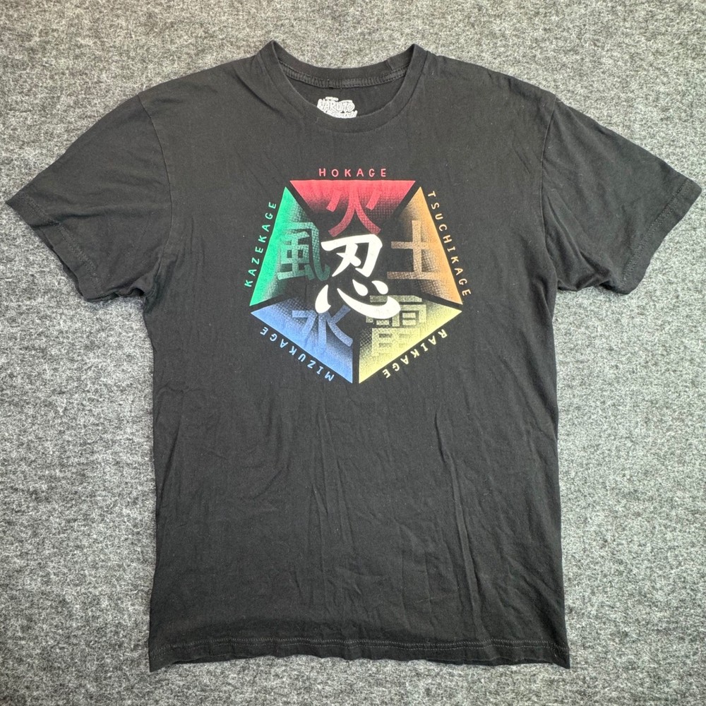 Naruto Shippuden T-Shirt Mens Small Black 20th Anniversary Five Kage Graphic
