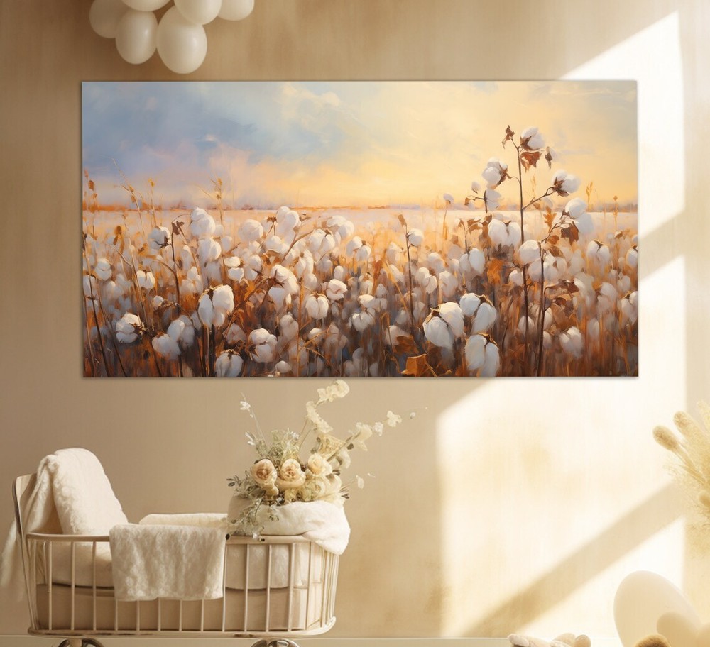 Cotton Flower Field Floral Gentle Soft Unframed Canvas Print Australian Wall Art