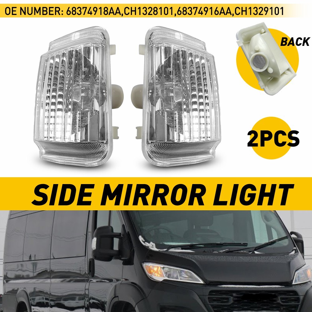 Pair Mirror Turn Signal Lamp Cover For Lens ProMaster Ram 1500 2500 3500 14-23